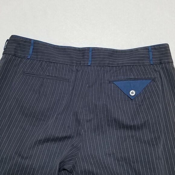 BCBGMaxAzria Amanda Gray Blue Pinstripe Wide Leg Slacks Trousers 8 - Picture 11 of 16